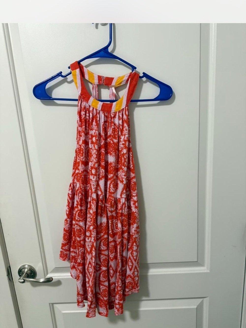 Free People Orange and White Patterned tunic top